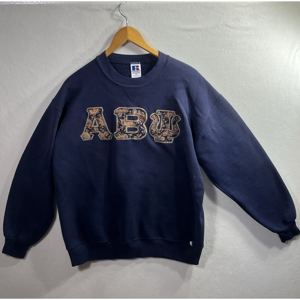 VTG Made In USA Russell Alpha Beta Psi Sorority Sweater XL FLAWED But RARE
